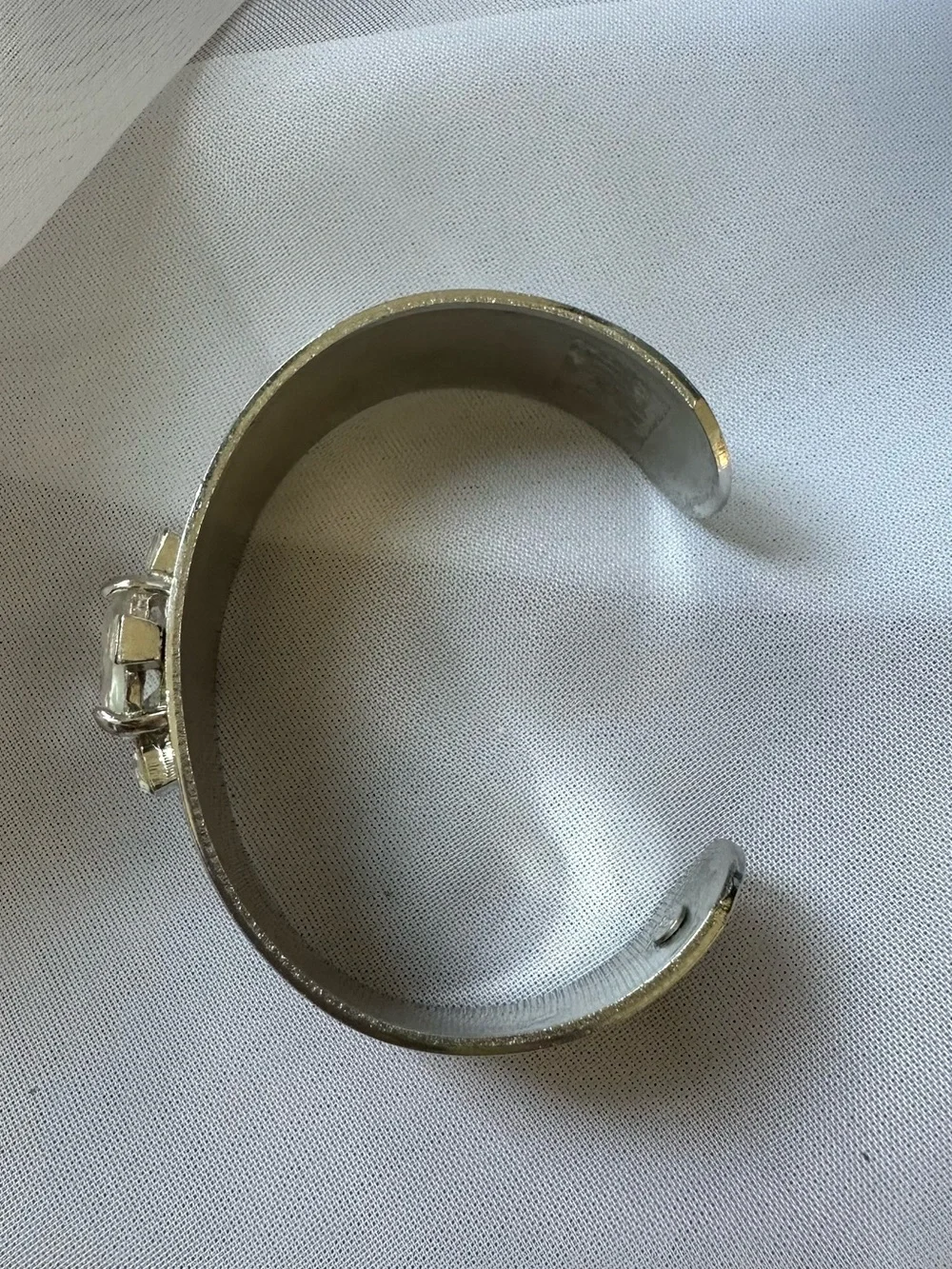 Vintage Gerard Yosca Crystal Accent Silver Cuff Bracelet